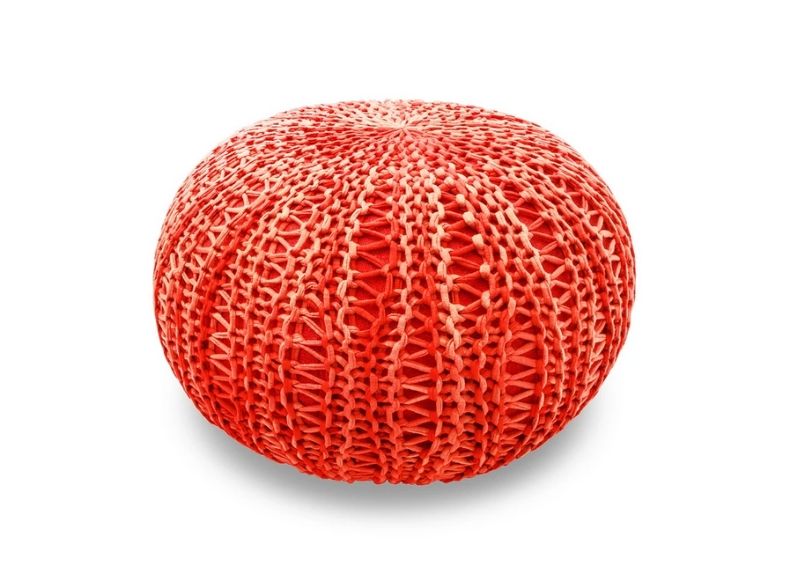 The Earth Company - 100% Cotton Pouf, Anardana Red