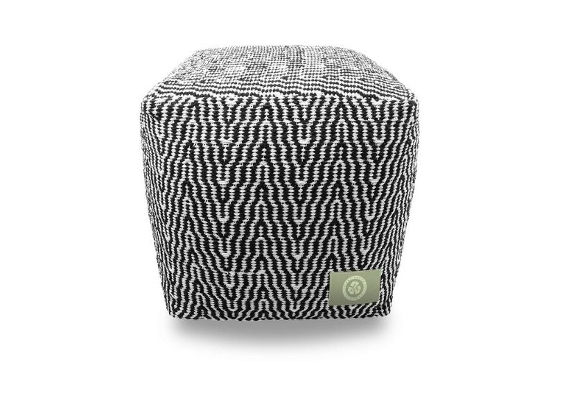 The Earth Company - 100% Hand Woven Cotton Ottoman, Beige and Black