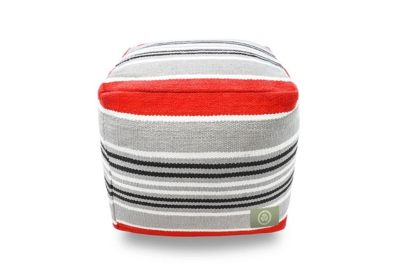 The Earth Company - 100% Hand Woven Cotton Ottoman,Tikka Red