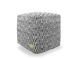 The Earth Company - 100% Hand Woven Cotton Ottoman, Beige and Black